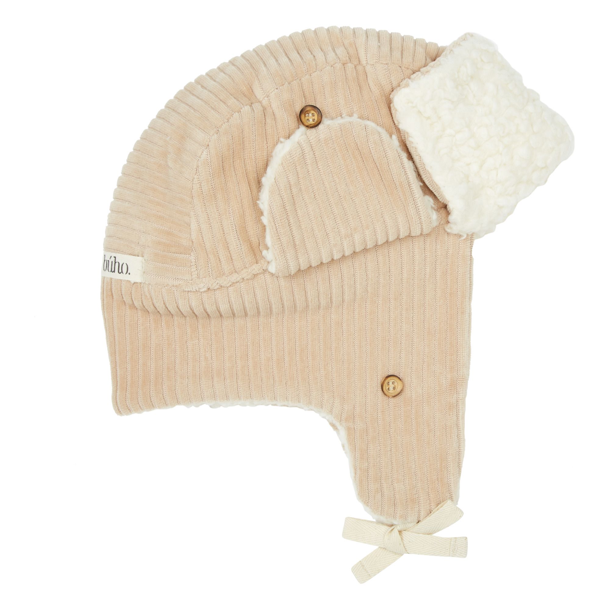 Búho Chapka aus geripptem Velours gefüttert | Beige