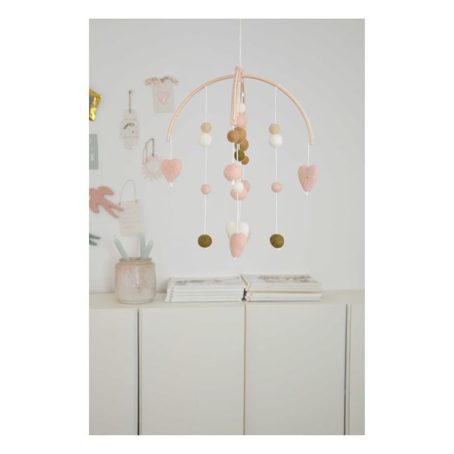 Mobile con cuori in feltro x Smallable | Rosa