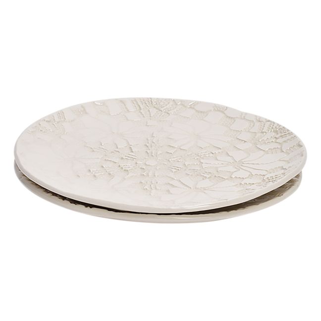 Blanca Floral Lace Plates - Set of 2 | Chalk