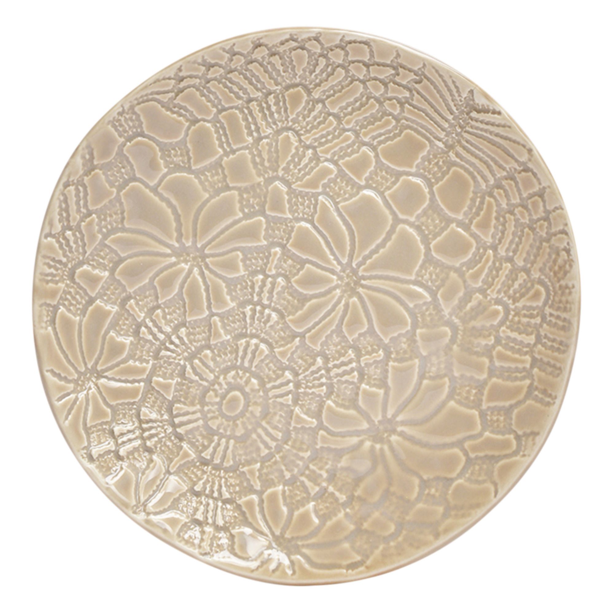 Blanca Floral Lace Plates Set of 2 Oatmeal Maison Vessel Design Adult
