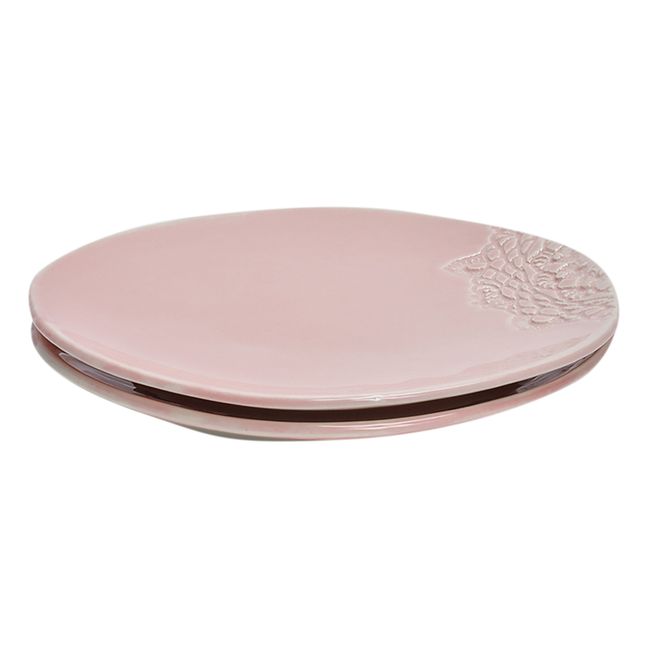 Blanca Crochet Lace Plates - Set of 2 | Pale pink