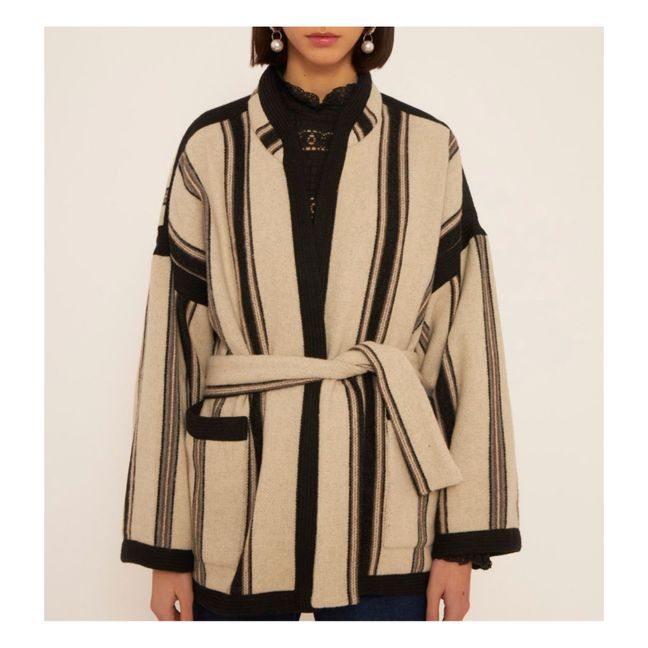 Hory Striped Woollen Jacket | Cream