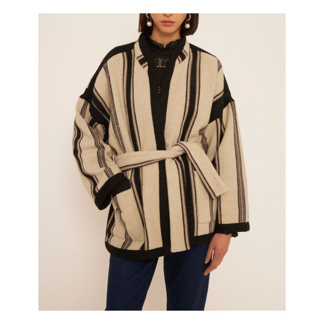 Hory Striped Woollen Jacket | Cream