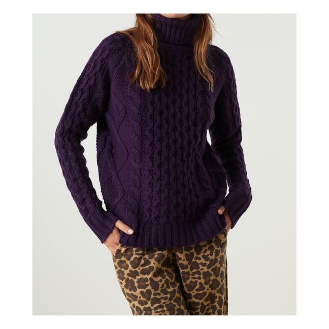 Margot Woollen Cable Knit Jumper | Purple