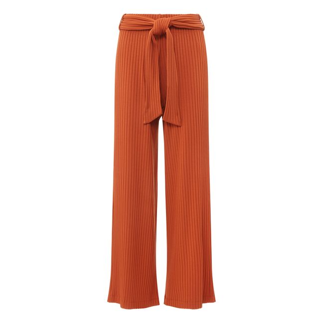 Ribbed Jersey Wide-Legged Trousers Scarlett red