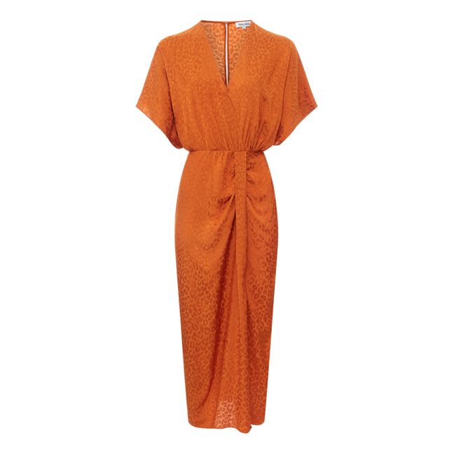 Jacquard Midi Kimono Dress | Orange