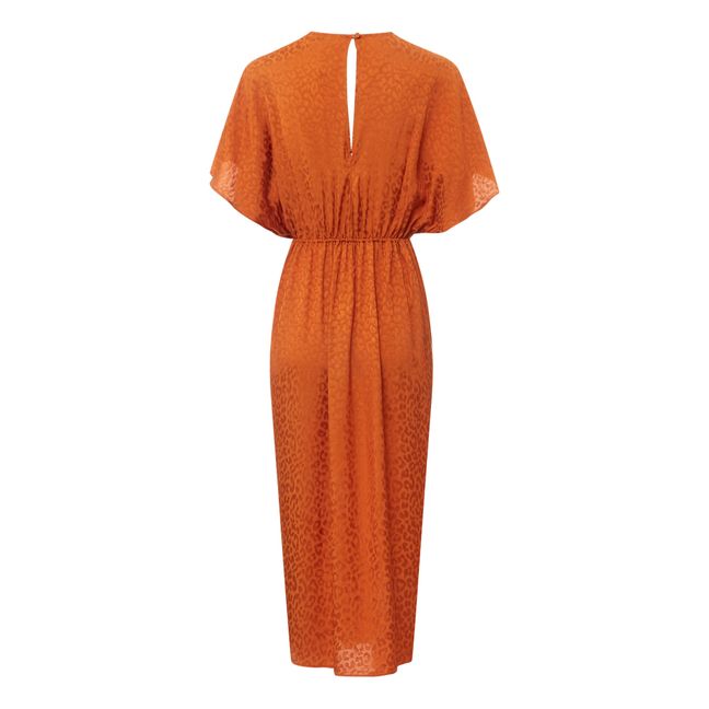 Jacquard Midi Kimono Dress | Orange