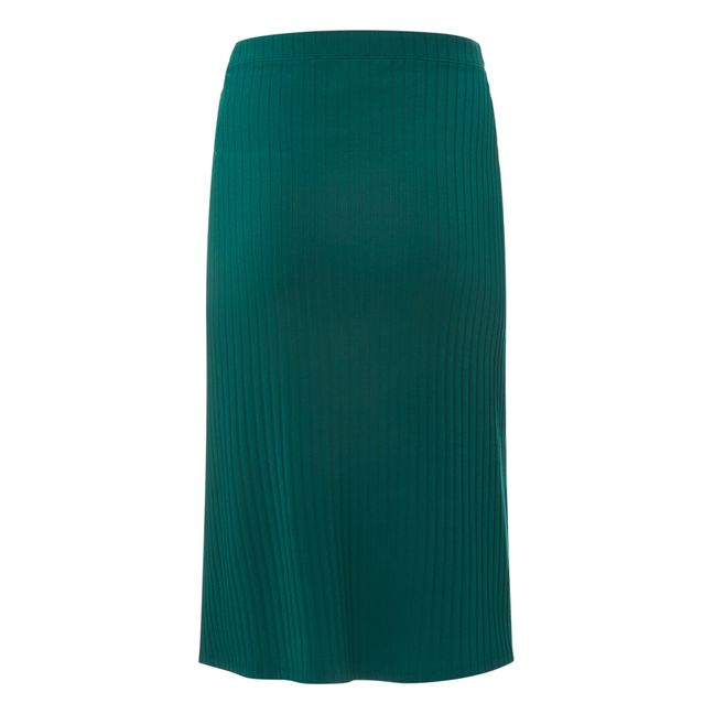 Ribbed Jersey Skirt Smaragdgrün