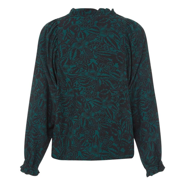 Printed Frill Shirt | Emerald green- Product image n°6