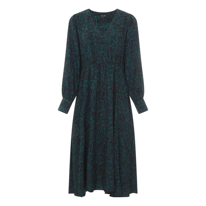 Midi Print Dress | Emerald green- Product image n°0