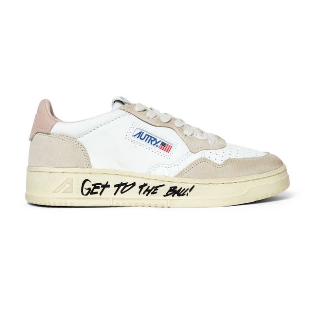 Medalist Low-Top Smooth Leather/Suede Tag Sneakers Pink