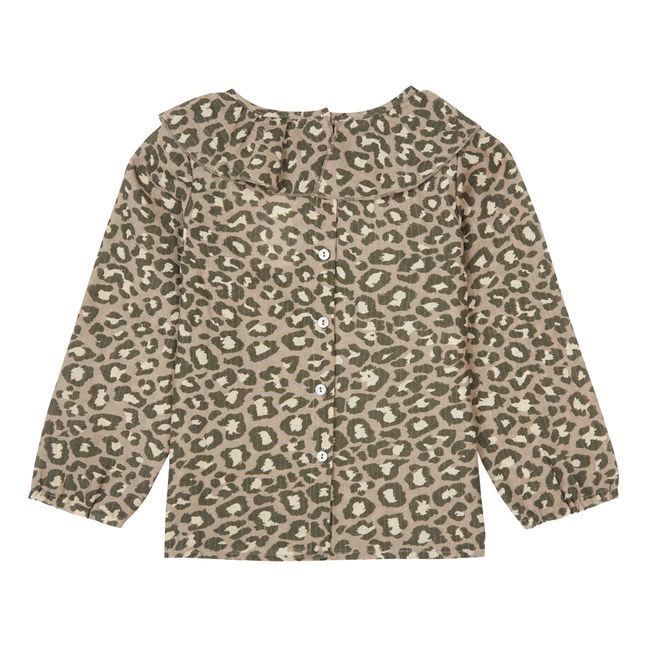Leopard Print Frill Collar Blouse | Braun