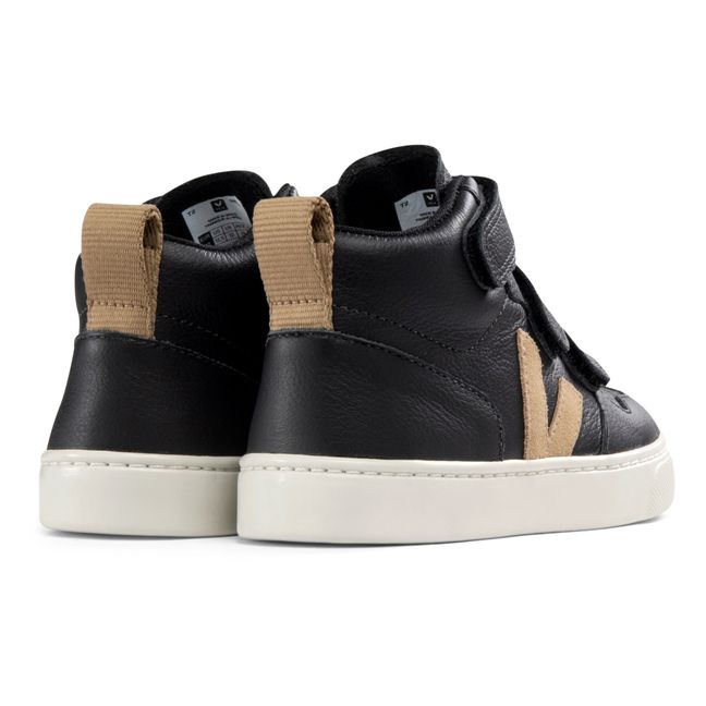 V-10 Leather Mid-Top Fur-Lined Sneakers | Nero