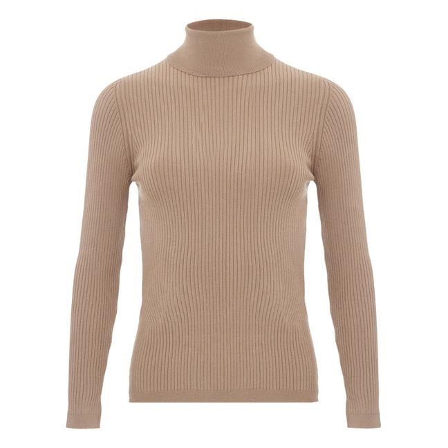 Ancelle Polo Neck Jumper | Taupe brown