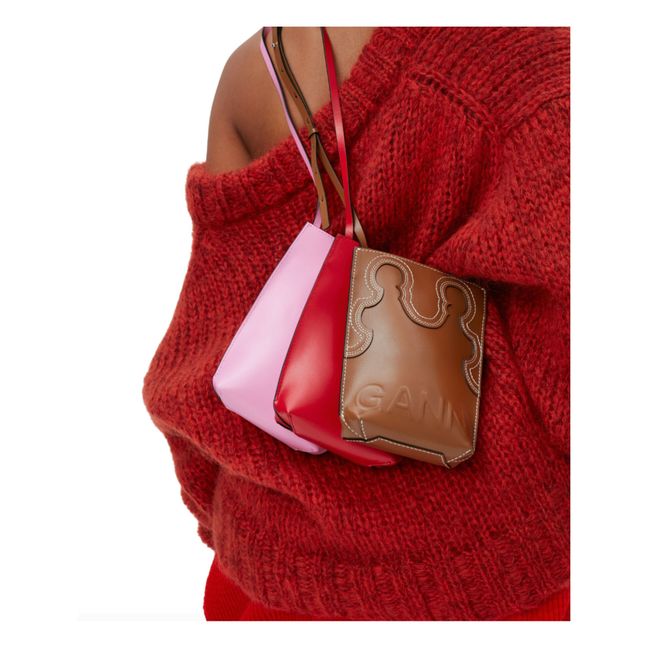 Sac Small Banner Cuir Recyclé | Rouge cerise
