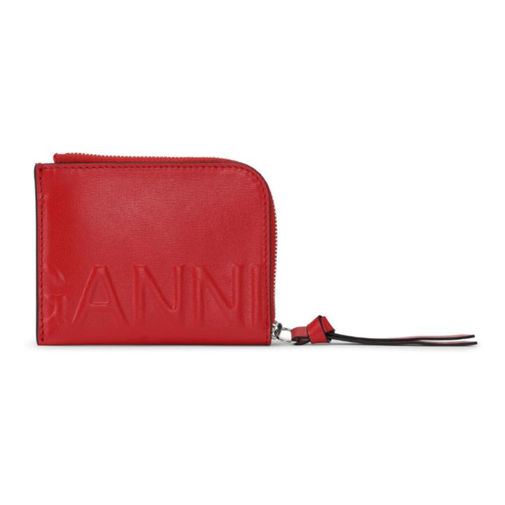 Recycled Leather Logo Zipped Card Case | Rosso ciliegia- Immagine del prodotto n°0