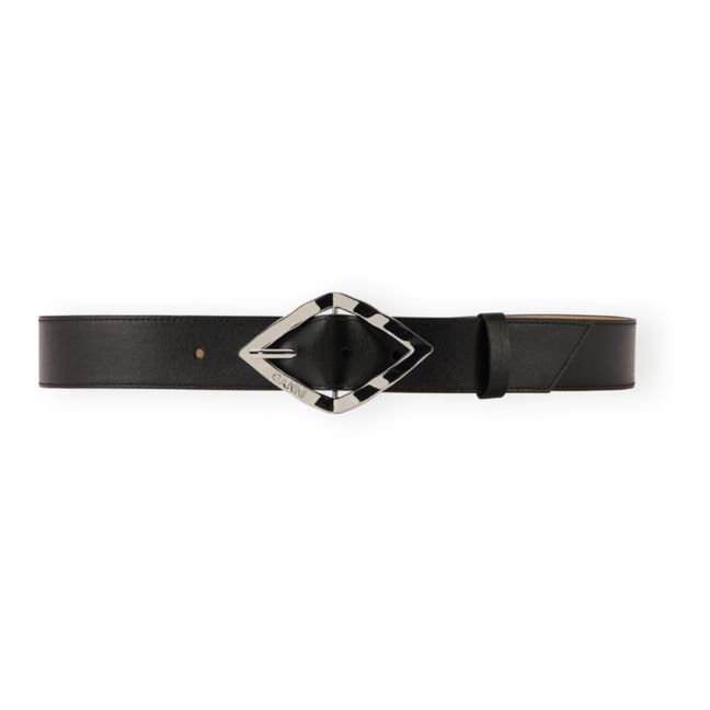 Diamond Recycled Leather Belt | Schwarz