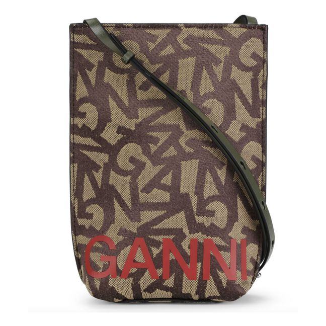Small Banner Recycled Jacquard Phone Holder | Marrone