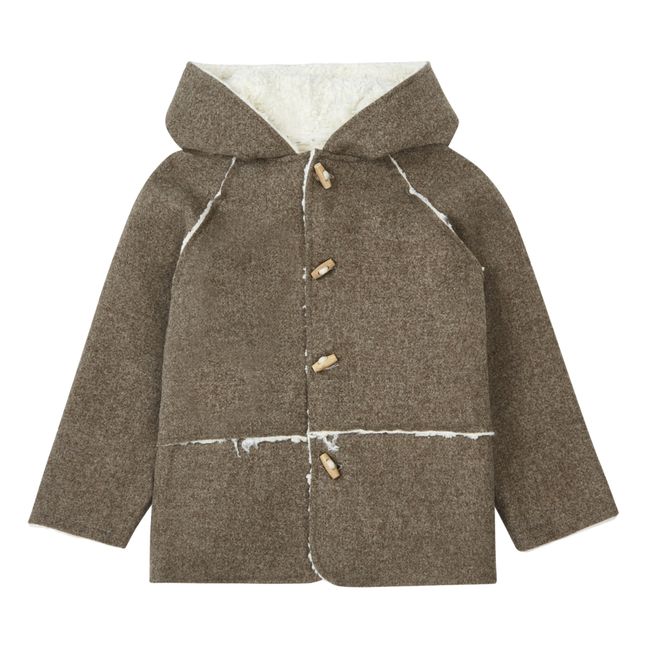 Woollen Sherpa-Lined Coat | Brown