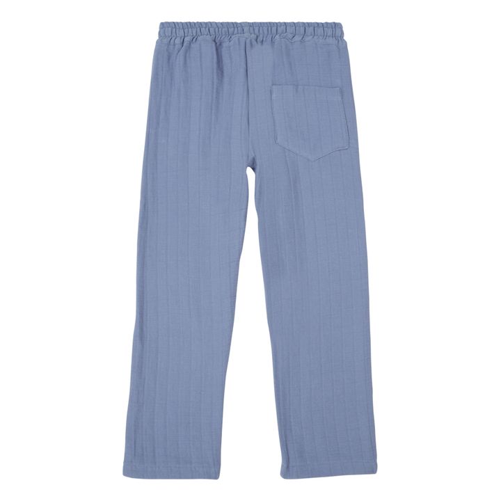 Miguel Textured Organic Cotton Trousers | Blue- Product image n°2