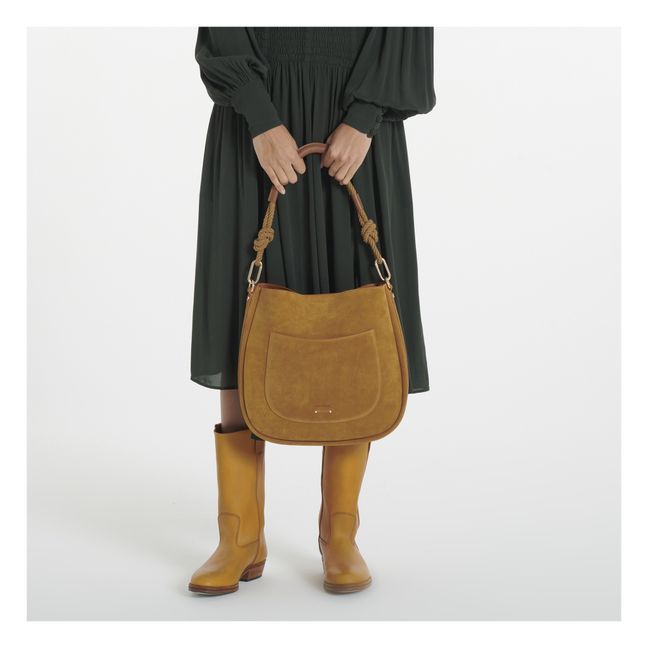 Hobo Round Suede Bag  Amber