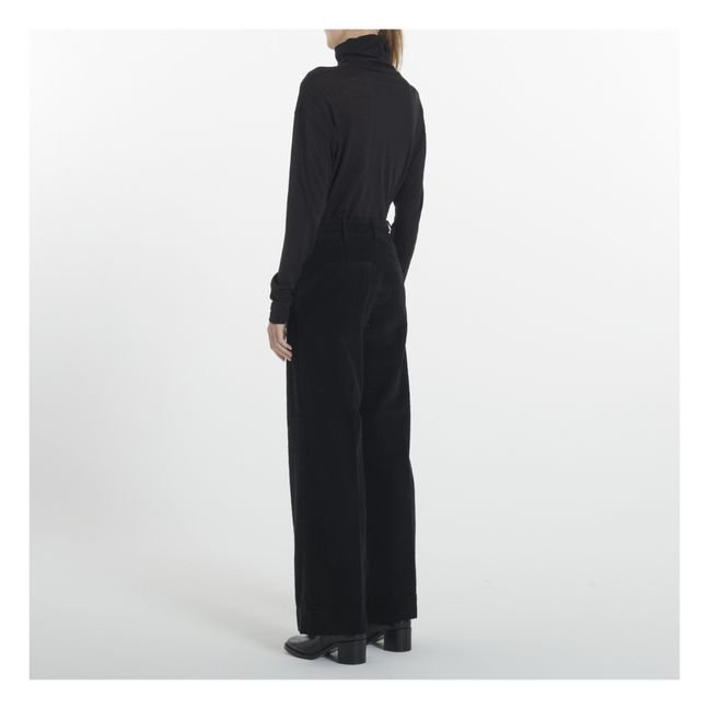 Corduroy Wide-Legged Trousers | Nero