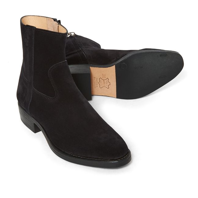 Bottines Clint Cuir Velours | Noir