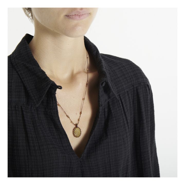 Collana, modello: Tibetan, corta, colore: quarzo rutilato dorato | Beige- Immagine del prodotto n°2