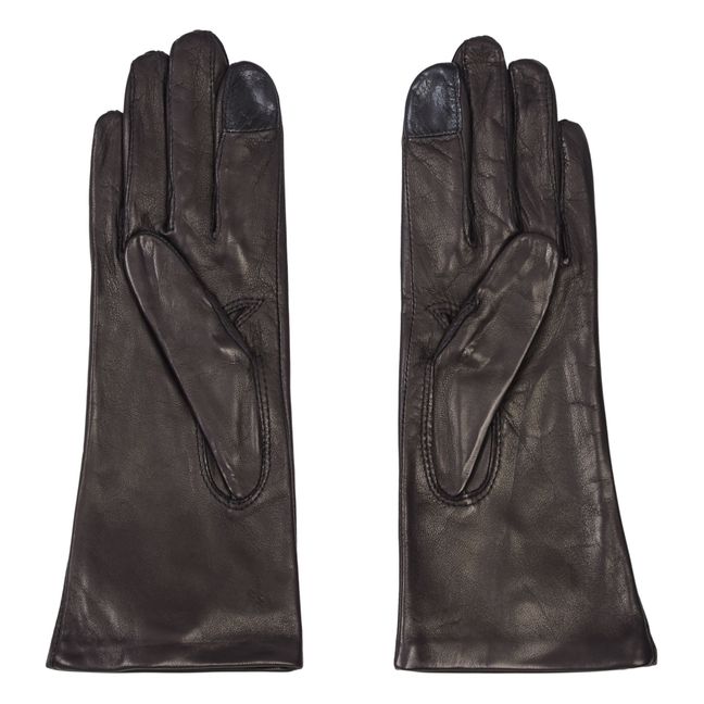 St. Honore Lambskin Leather Silk-Lined Gloves | Black