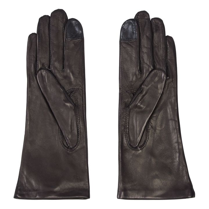 St. Honore Lambskin Leather Silk-Lined Gloves | Black- Product image n°3