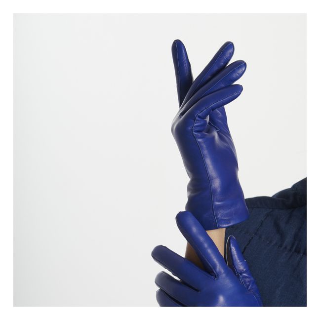 Victoire Lambskin Leather Cashmere-Lined Gloves | Blue