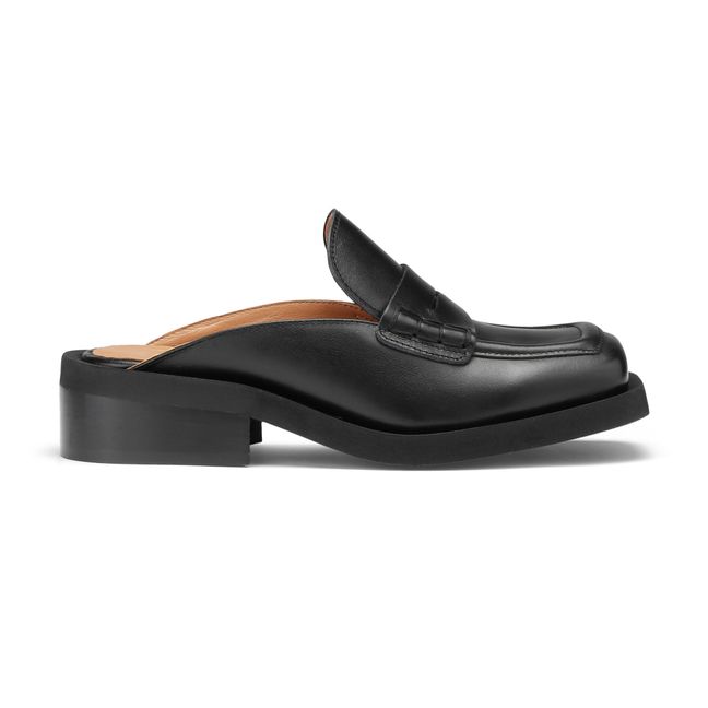 Open Leather Loafers Nero