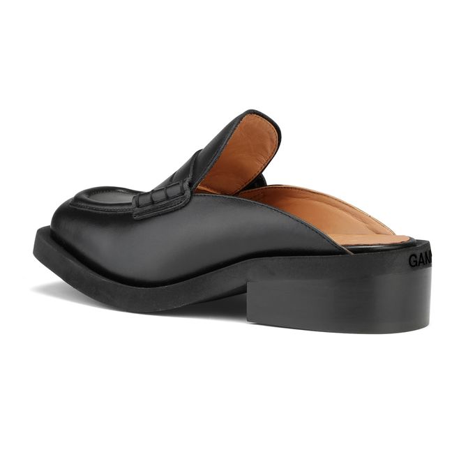 Open Leather Loafers Negro