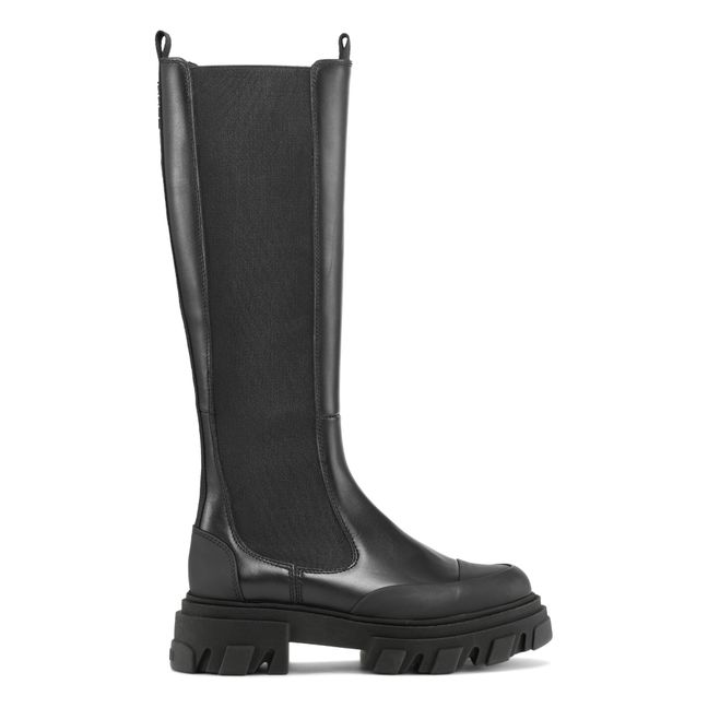Hohe Stiefel Leder | Schwarz