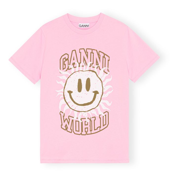 Smiley Organic Cotton Basic T-shirt | Rosa- Immagine del prodotto n°0
