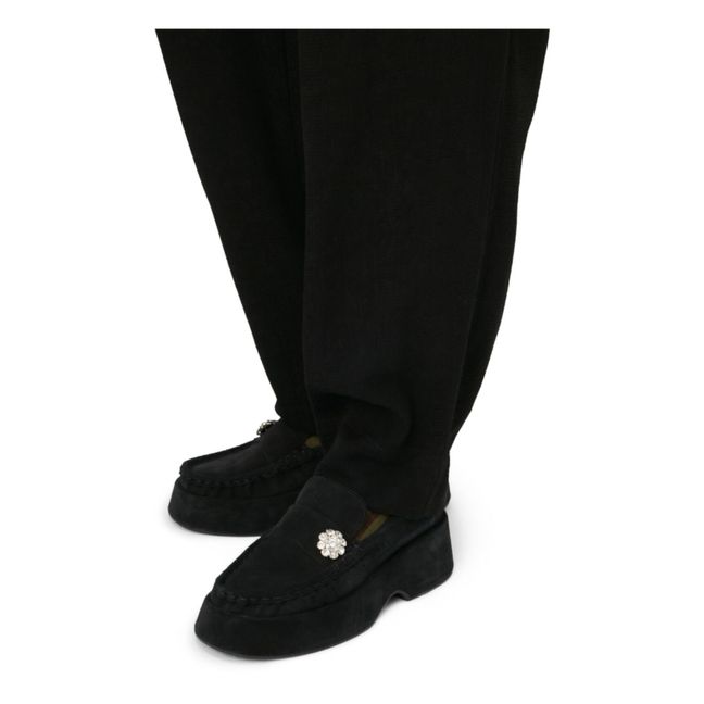 Suede Jewel Loafers | Negro