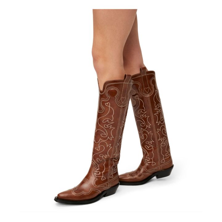Western Long Leather Boots | Braun- Produktbild Nr. 1