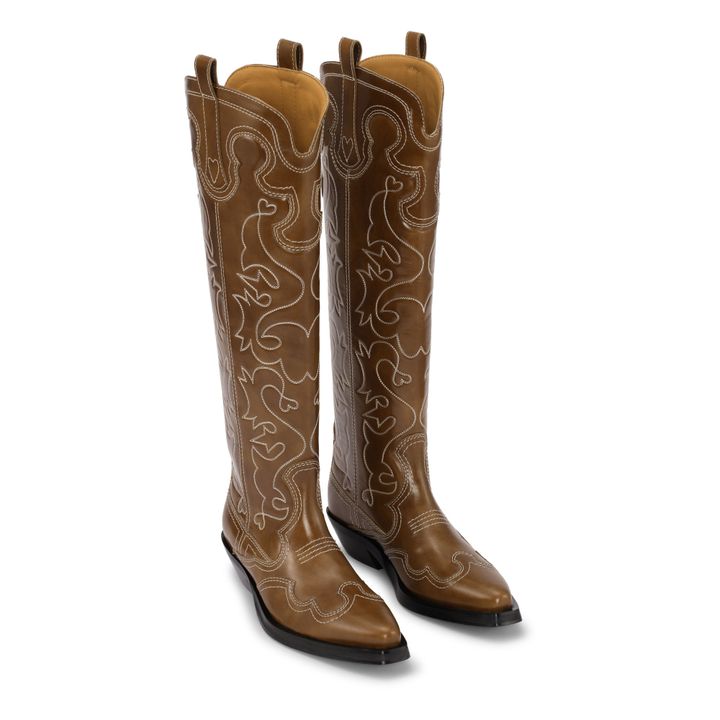 Western Long Leather Boots | Braun- Produktbild Nr. 2