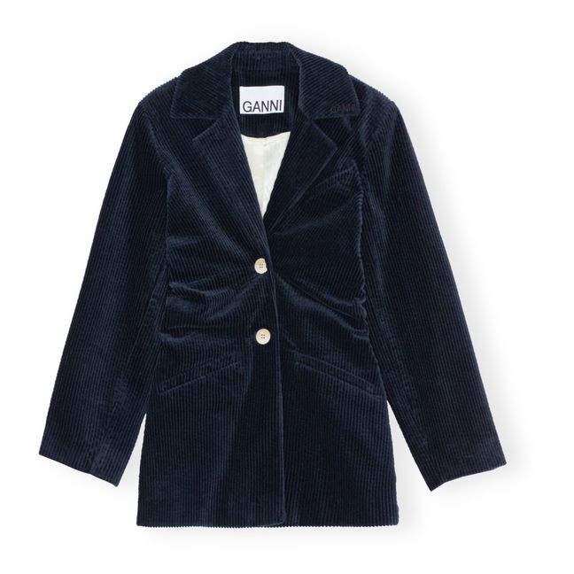 Draped Organic Cotton Corduroy Jacket | Midnight blue