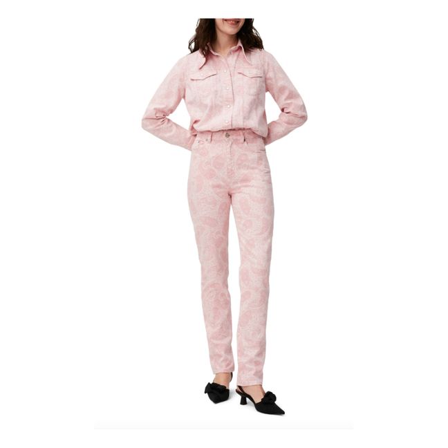 Straight Paisley Organic Cotton Jeans Pink