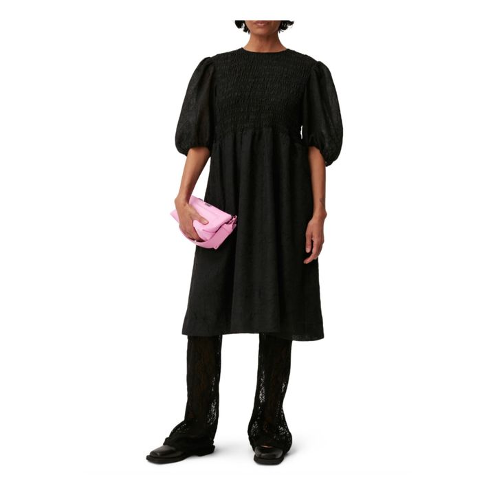 Georgette Smocked Dress | Black- Product image n°1