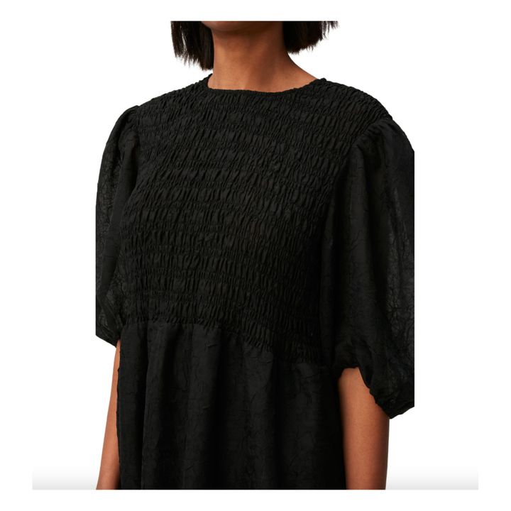 Georgette Smocked Dress | Black- Product image n°4