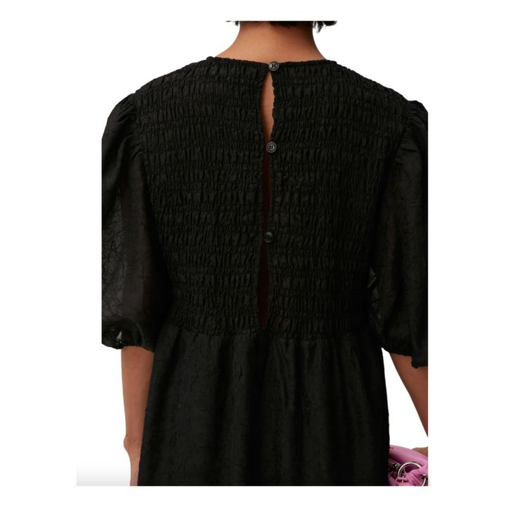 Georgette Smocked Dress | Black- Product image n°6