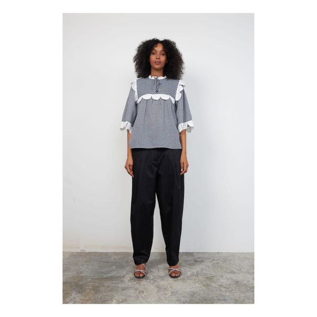 Minda Checked Blouse | Blu marino