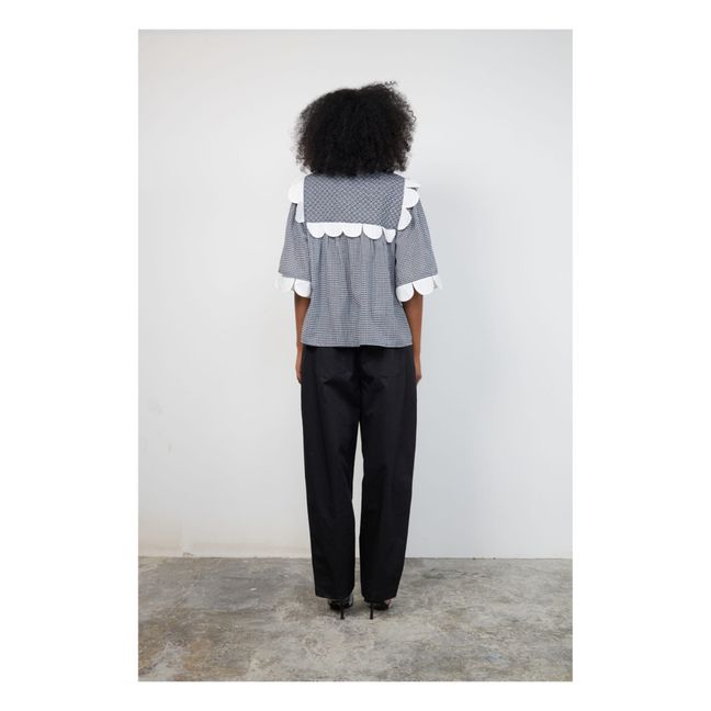 Minda Checked Blouse | Blu marino