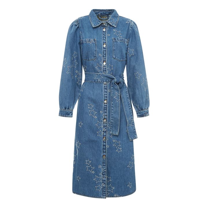 Sarah Lou Star Denim Dress | Blue- Product image n°1