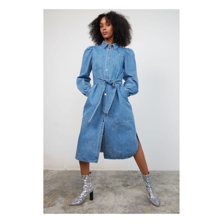 Sarah Lou Star Denim Dress | Blau- Produktbild Nr. 0