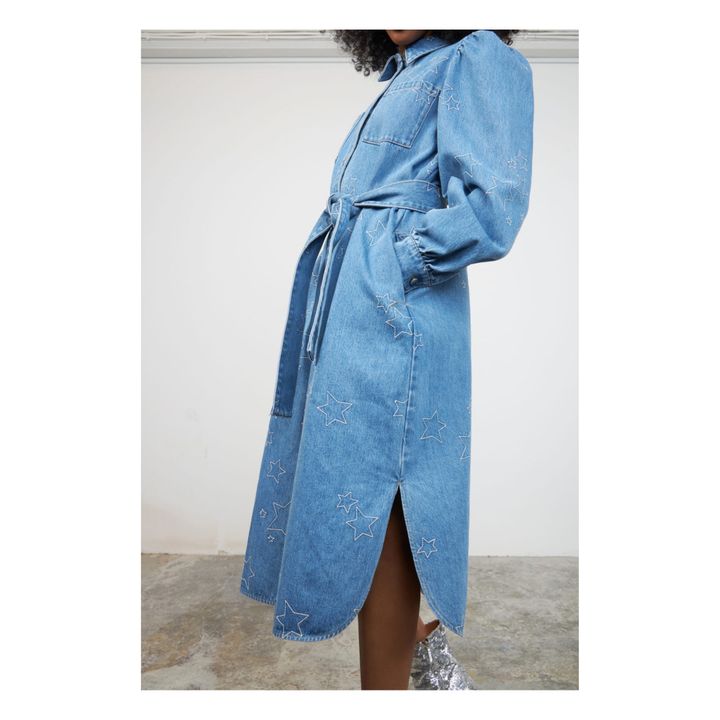 Sarah Lou Star Denim Dress | Blue- Product image n°3