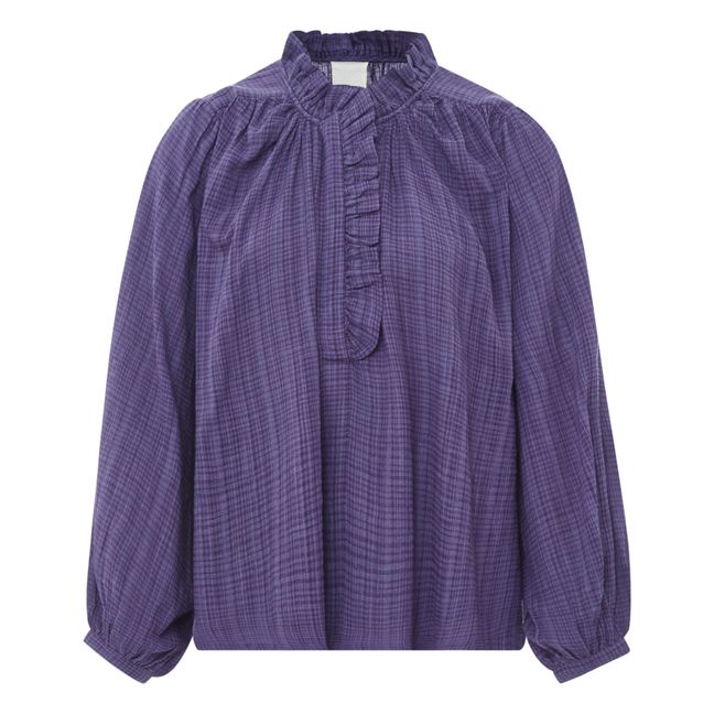 Vincent Waffle Cotton Blouse | Purple