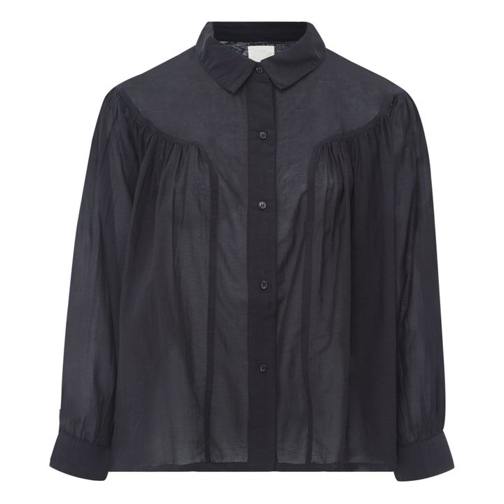 Idaho Silk and Cotton Shirt | Nero carbone- Immagine del prodotto n°0